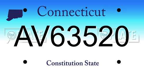AV63520 Connecticut License Plate