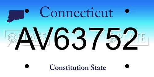 AV63752 Connecticut License Plate