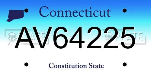 AV64225 Connecticut License Plate