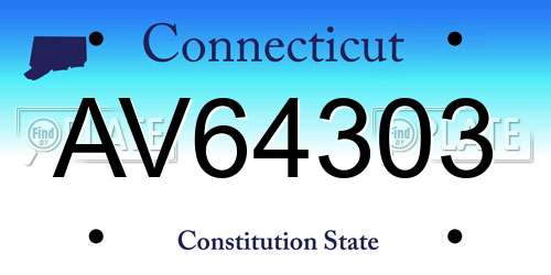 AV64303 Connecticut License Plate