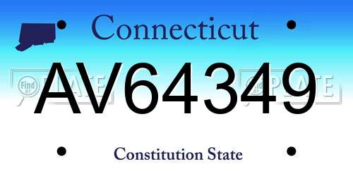 AV64349 Connecticut License Plate