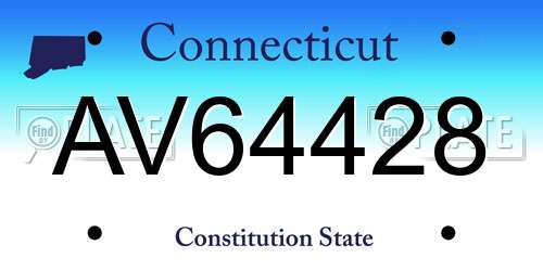 AV64428 Connecticut License Plate