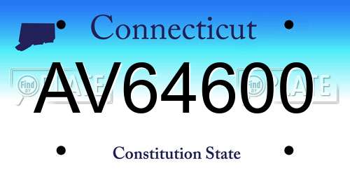 AV64600 Connecticut License Plate