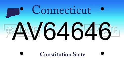 AV64646 Connecticut License Plate