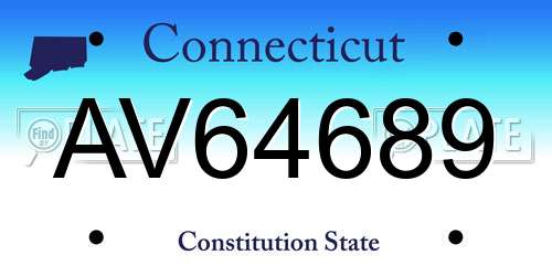 AV64689 Connecticut License Plate
