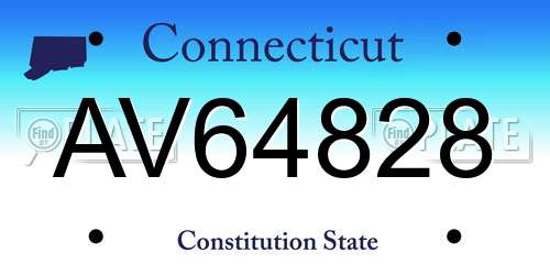 AV64828 Connecticut License Plate