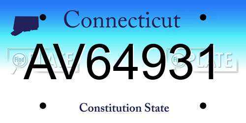 AV64931 Connecticut License Plate