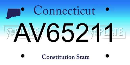 AV65211 Connecticut License Plate