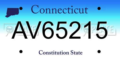 AV65215 Connecticut License Plate