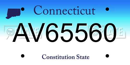 AV65560 Connecticut License Plate