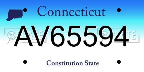AV65594 Connecticut License Plate