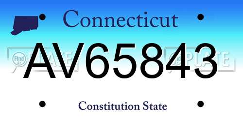 AV65843 Connecticut License Plate