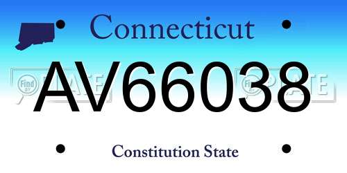 AV66038 Connecticut License Plate