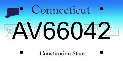 AV66042 Connecticut License Plate