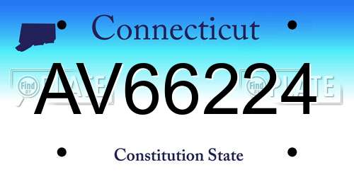 AV66224 Connecticut License Plate