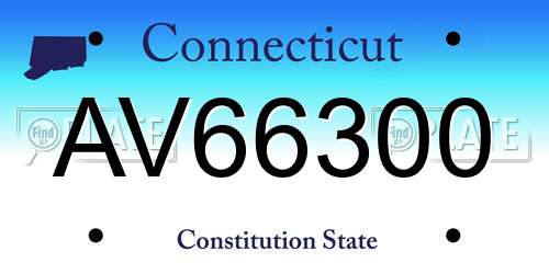 AV66300 Connecticut License Plate