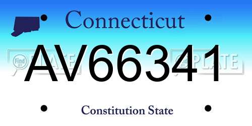 AV66341 Connecticut License Plate