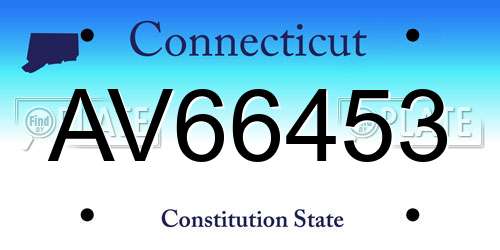 AV66453 Connecticut License Plate
