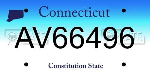 AV66496 Connecticut License Plate