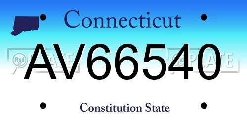 AV66540 Connecticut License Plate