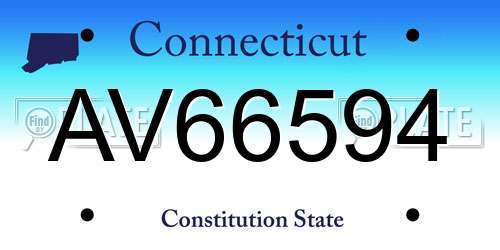 AV66594 Connecticut License Plate
