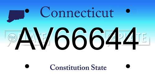 AV66644 Connecticut License Plate