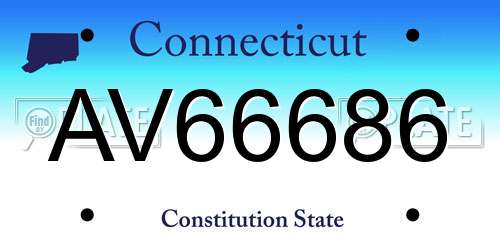 AV66686 Connecticut License Plate