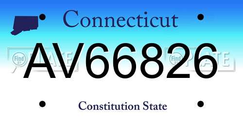 AV66826 Connecticut License Plate
