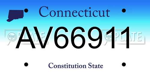 AV66911 Connecticut License Plate