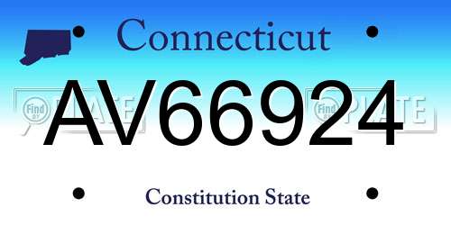 AV66924 Connecticut License Plate
