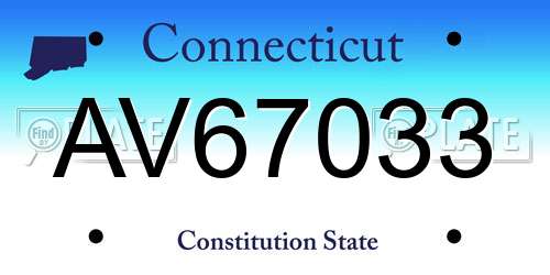 AV67033 Connecticut License Plate