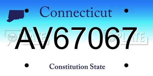 AV67067 Connecticut License Plate