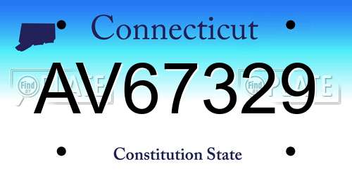 AV67329 Connecticut License Plate