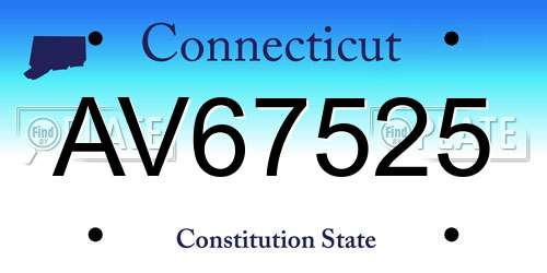 AV67525 Connecticut License Plate
