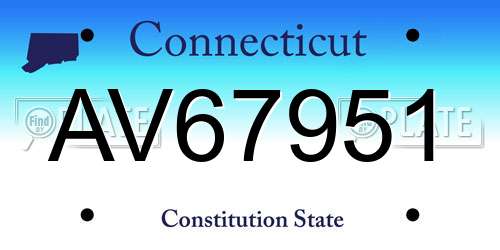 AV67951 Connecticut License Plate