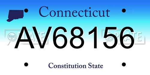 AV68156 Connecticut License Plate
