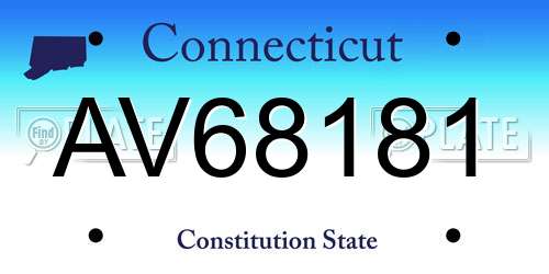 AV68181 Connecticut License Plate