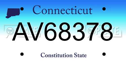 AV68378 Connecticut License Plate