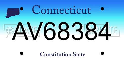 AV68384 Connecticut License Plate