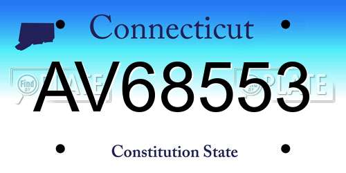 AV68553 Connecticut License Plate