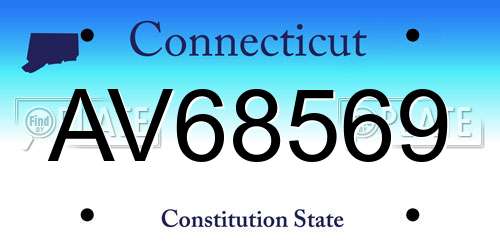 AV68569 Connecticut License Plate