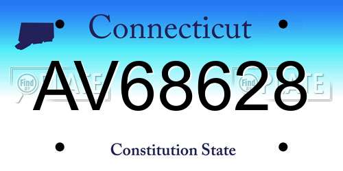AV68628 Connecticut License Plate