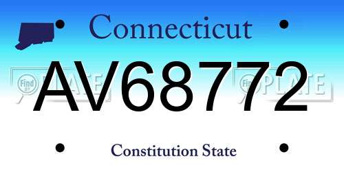 AV68772 Connecticut License Plate