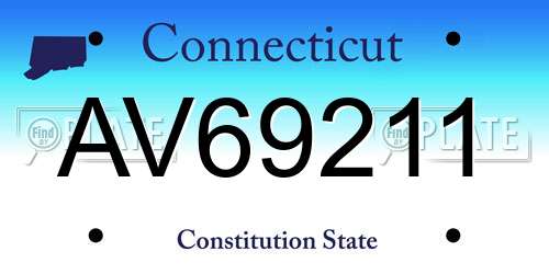 AV69211 Connecticut License Plate