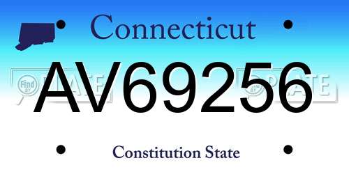 AV69256 Connecticut License Plate