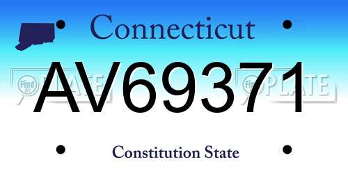 AV69371 Connecticut License Plate
