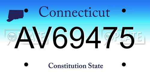 AV69475 Connecticut License Plate