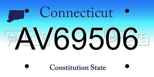 AV69506 Connecticut License Plate