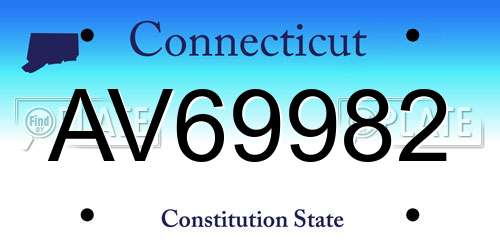 AV69982 Connecticut License Plate