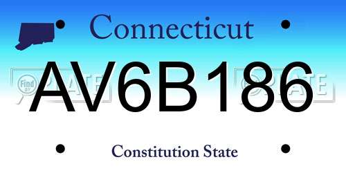 AV6B186 Connecticut License Plate